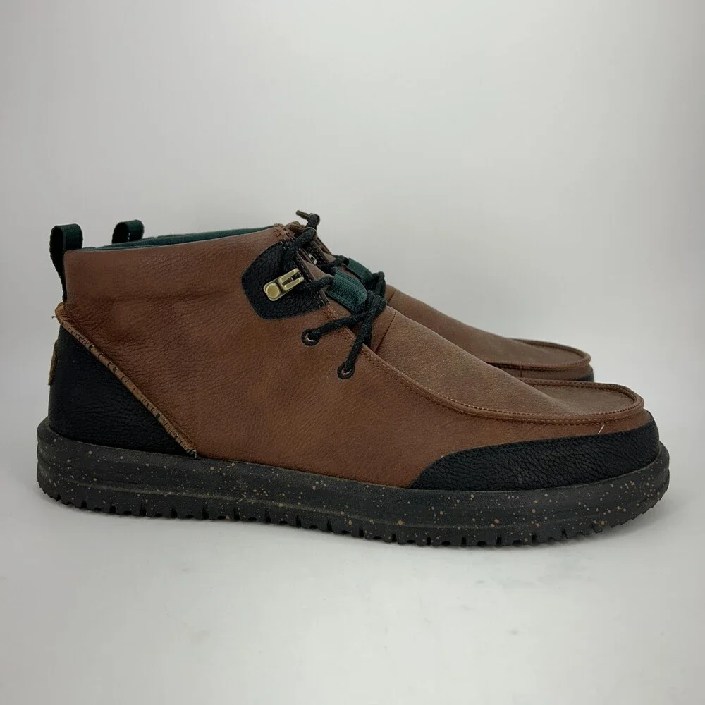 Hey Dude Bradley Chukka Classic Boots Mens Size 14 Brown Leather Lined Casual